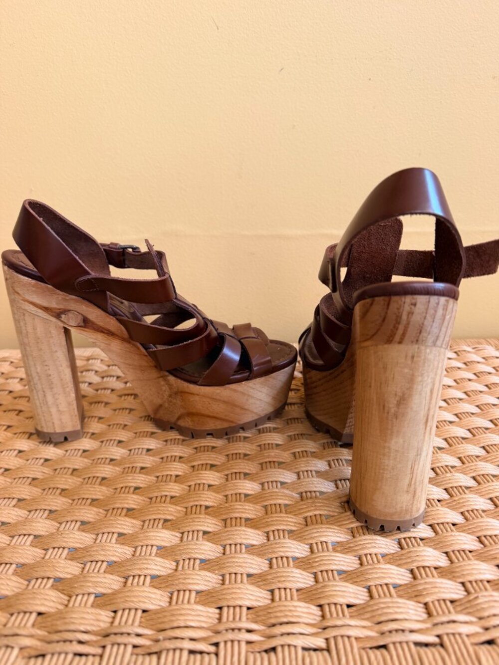 Women Zara Collection Brown Strapped Leather Sandals Size 8 - Picture 5 of 13